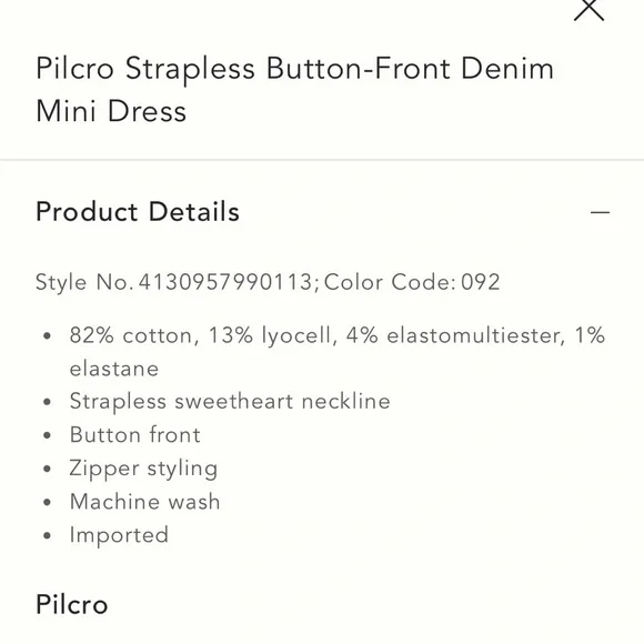 NEW Pilcro Button Front denim strapless dress Rainbow XS $158 RV Anthropologie - Picture 15 of 16